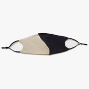 SERA GHADAKI unisex cotton masks with yin yang curved contour detail and adjustable straps. Sustainably made to order.